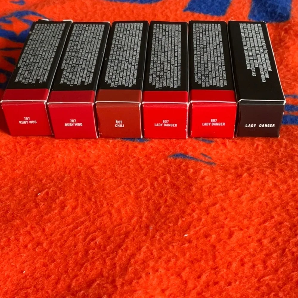MAC Retro Matte and Matte Lipsticks in Chili, Lady Danger, and Ruby Woo, NIB
